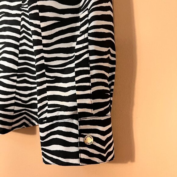 Michael Kors Full Zip Zebra Print Long Sleeve Top/Blouse Women's S - Picture 4 of 10